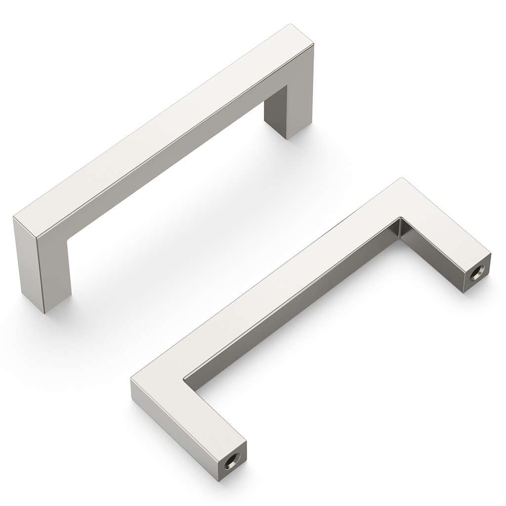 HICKORY Heritage Designs Square Handle Cabinet Pull in Satin Nickel 3" R077746SN Side View