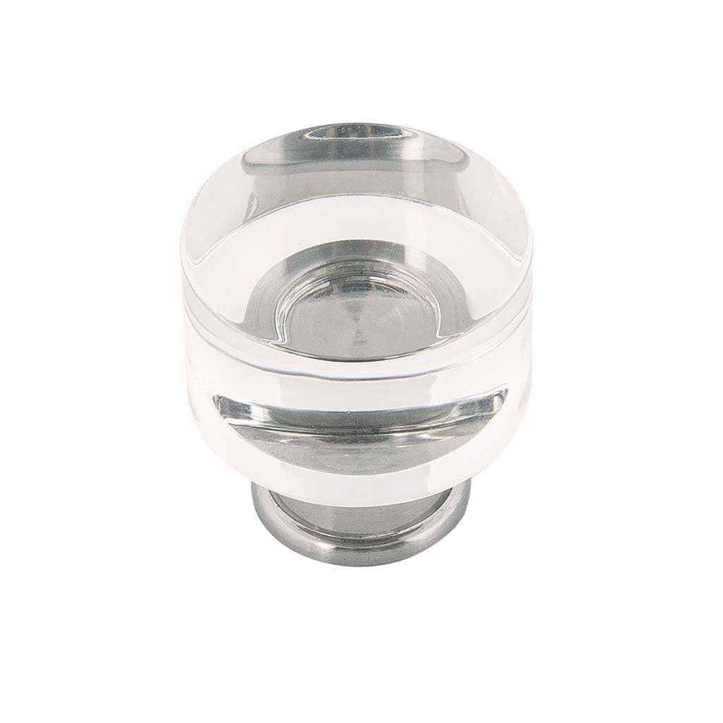 HICKORY Midway Round Cabinet Knob in Satin Nickel and Clear 1-1/4" P3709-CASN