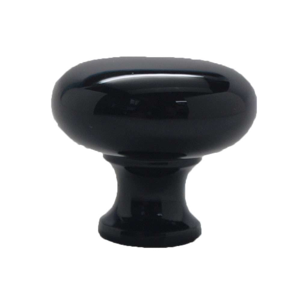 1-1/4" Diameter Cabinet Knob in Shiny Black Side View