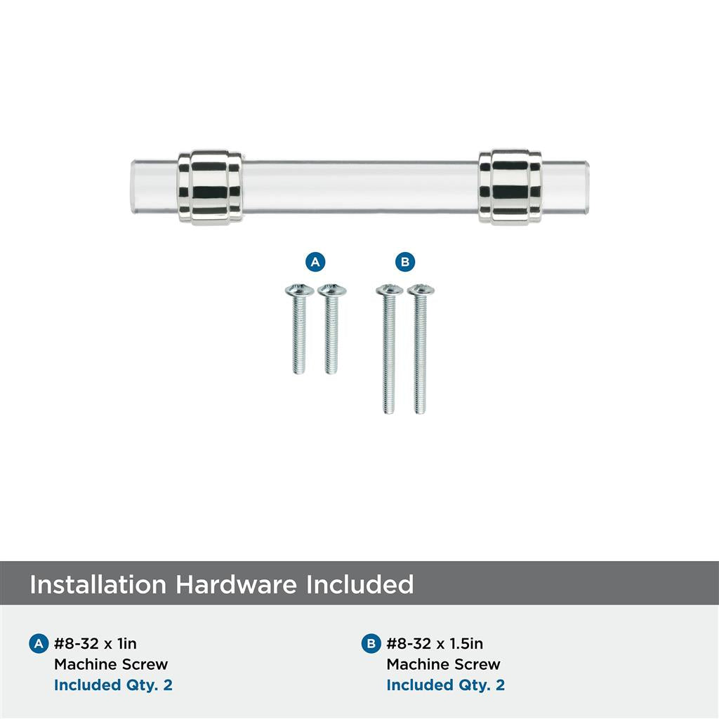AMEROCK Glacio Glass Handle Cabinet Pull in Clear and Chrome (+5 Sizes)