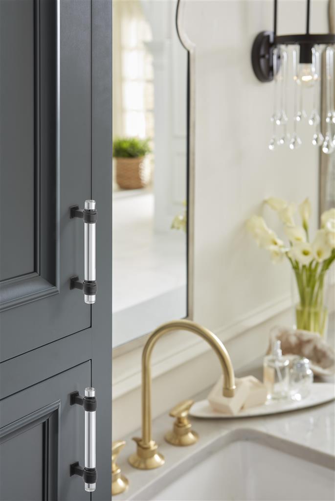 AMEROCK Glacio Glass Handle Cabinet Pull in Clear and Black Bronze (+5 Sizes)