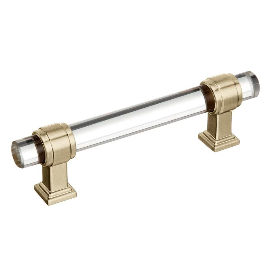 AMEROCK Glacio Glass Handle Cabinet Pull in Clear and Golden Champagne (+5 Sizes)