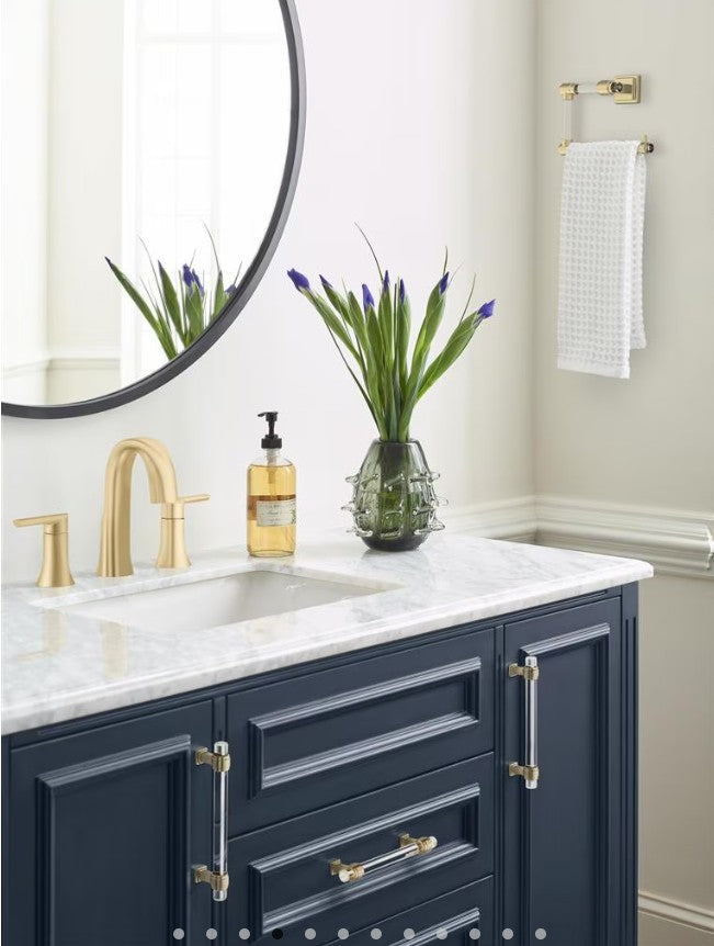 AMEROCK Glacio Glass Handle Cabinet Pull in Clear and Golden Champagne (+5 Sizes)