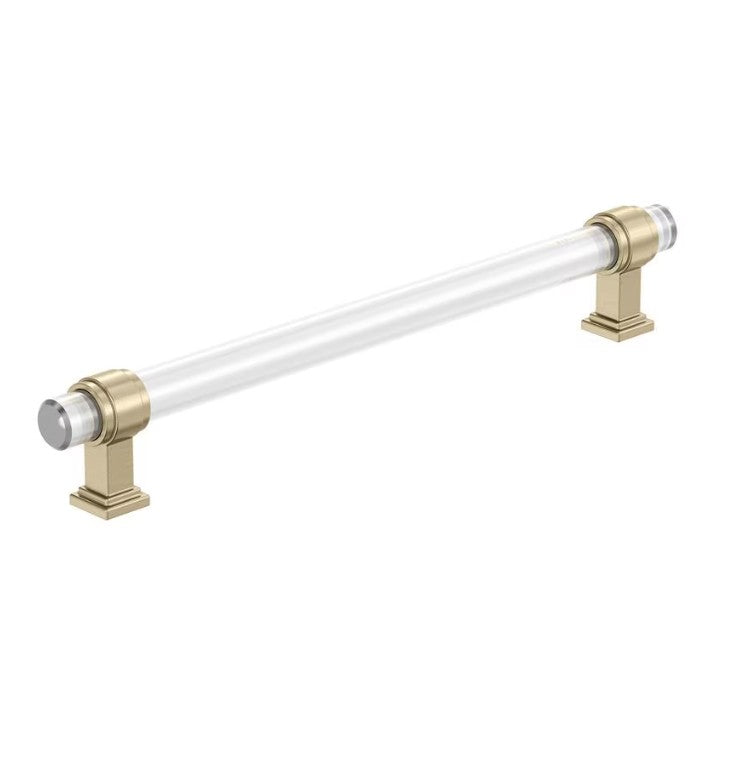 AMEROCK Glacio Glass Handle Cabinet Pull in Clear and Golden Champagne (+5 Sizes)