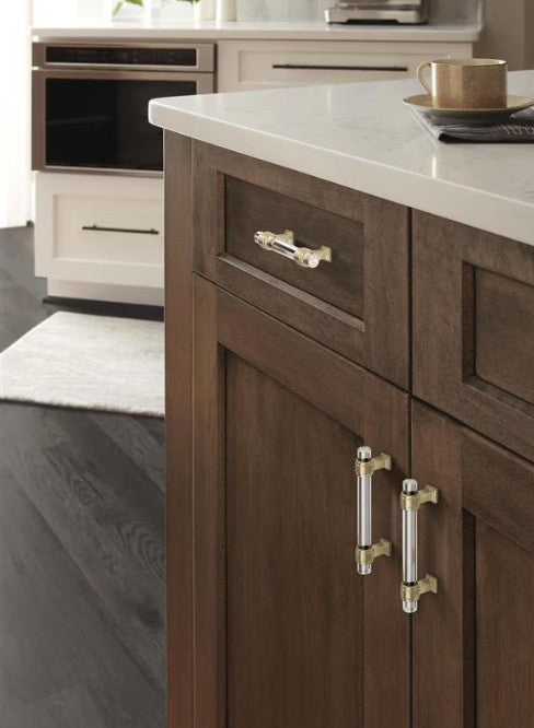 AMEROCK Glacio Glass Handle Cabinet Pull in Clear and Champagne Bronze (+5 Sizes)