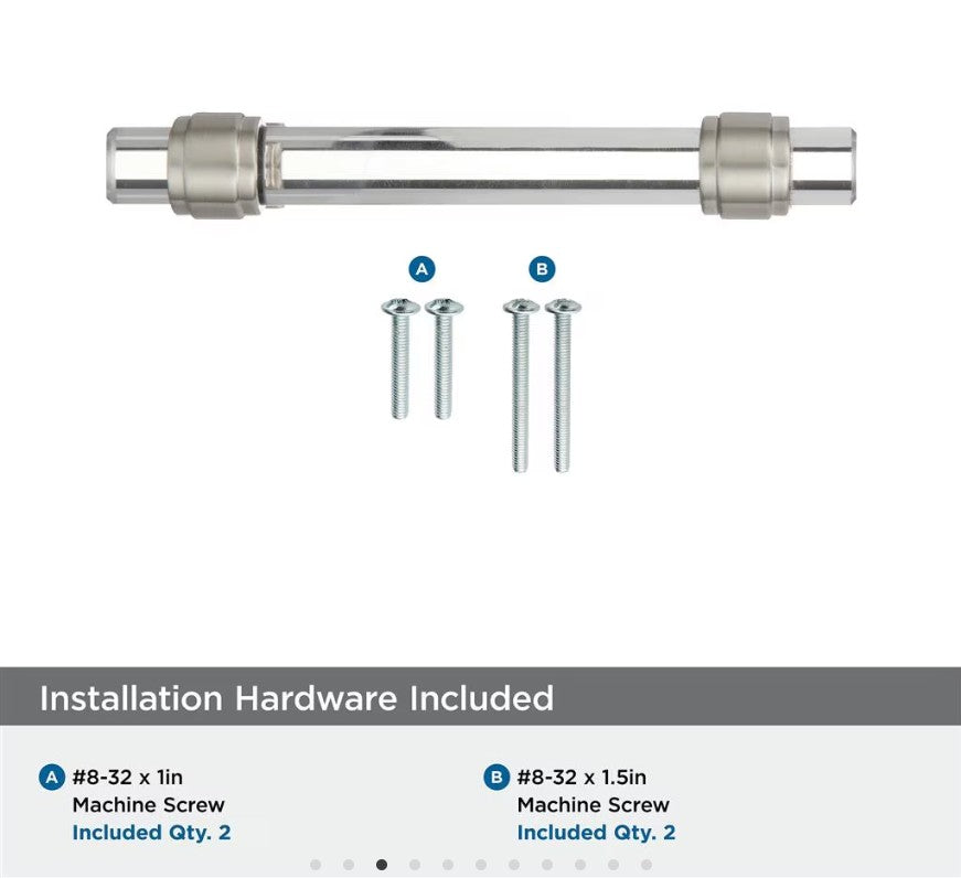 AMEROCK Glacio Glass Handle Cabinet Pull in Clear and Satin Nickel (+5 Sizes)