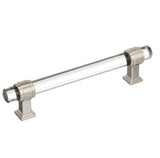 AMEROCK Glacio Glass Handle Cabinet Pull in Clear and Satin Nickel (+5 Sizes)