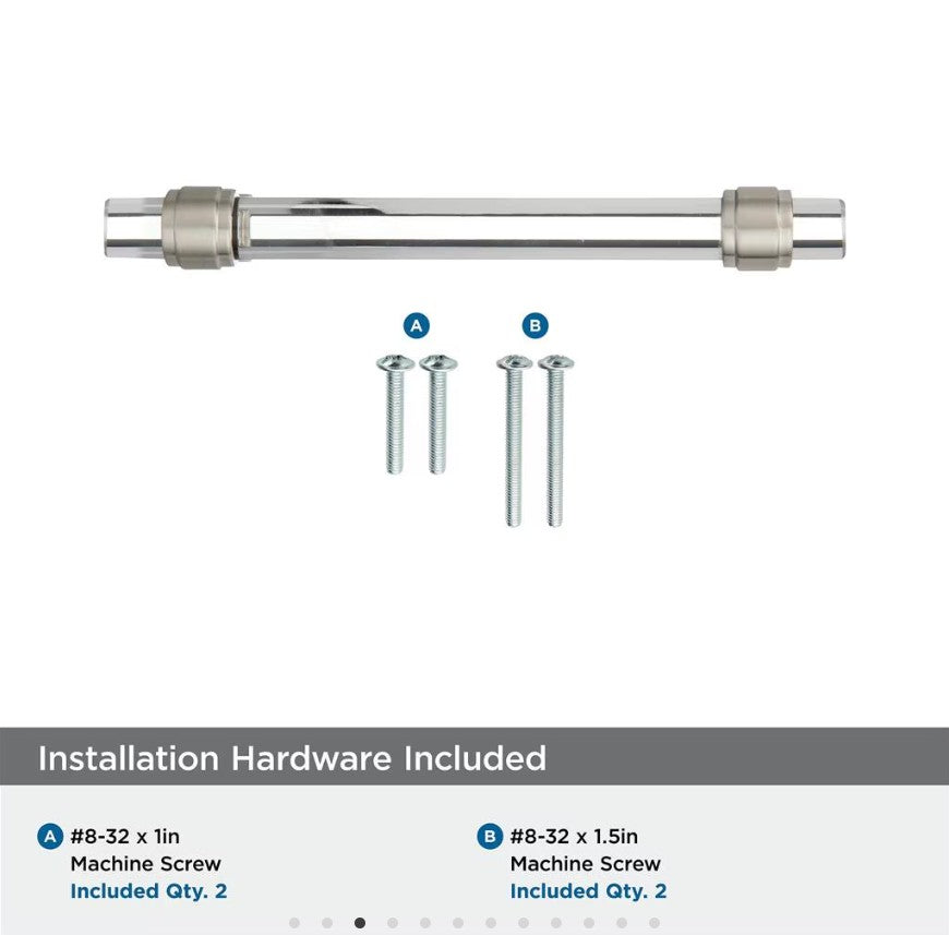 AMEROCK Glacio Glass Handle Cabinet Pull in Clear and Satin Nickel (+5 Sizes)