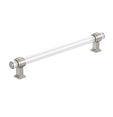 AMEROCK Glacio Glass Handle Cabinet Pull in Clear and Satin Nickel (+5 Sizes)