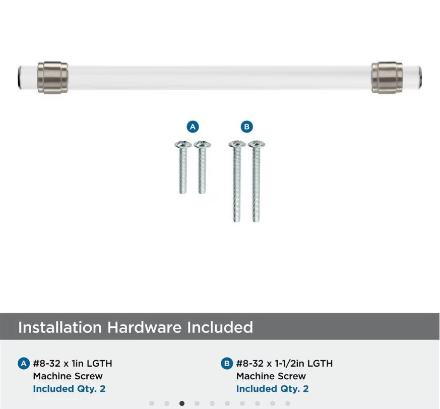 AMEROCK Glacio Glass Handle Cabinet Pull in Clear and Satin Nickel (+5 Sizes)