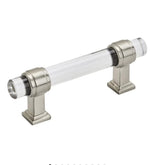 AMEROCK Glacio Glass Handle Cabinet Pull in Clear and Satin Nickel (+5 Sizes)