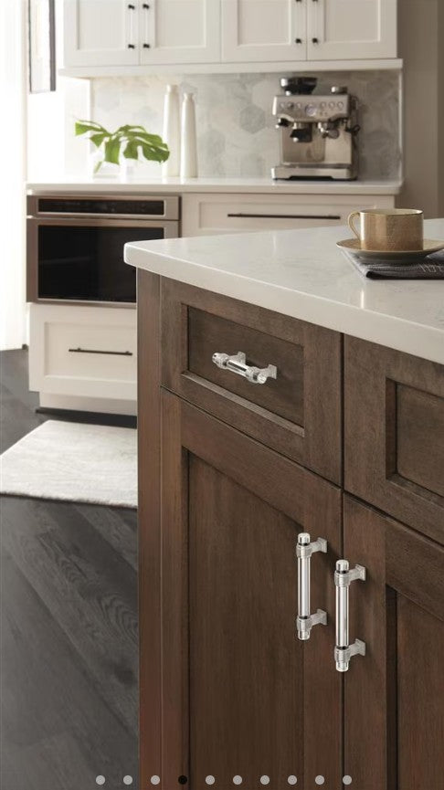 AMEROCK Glacio Glass Handle Cabinet Pull in Clear and Satin Nickel (+5 Sizes)