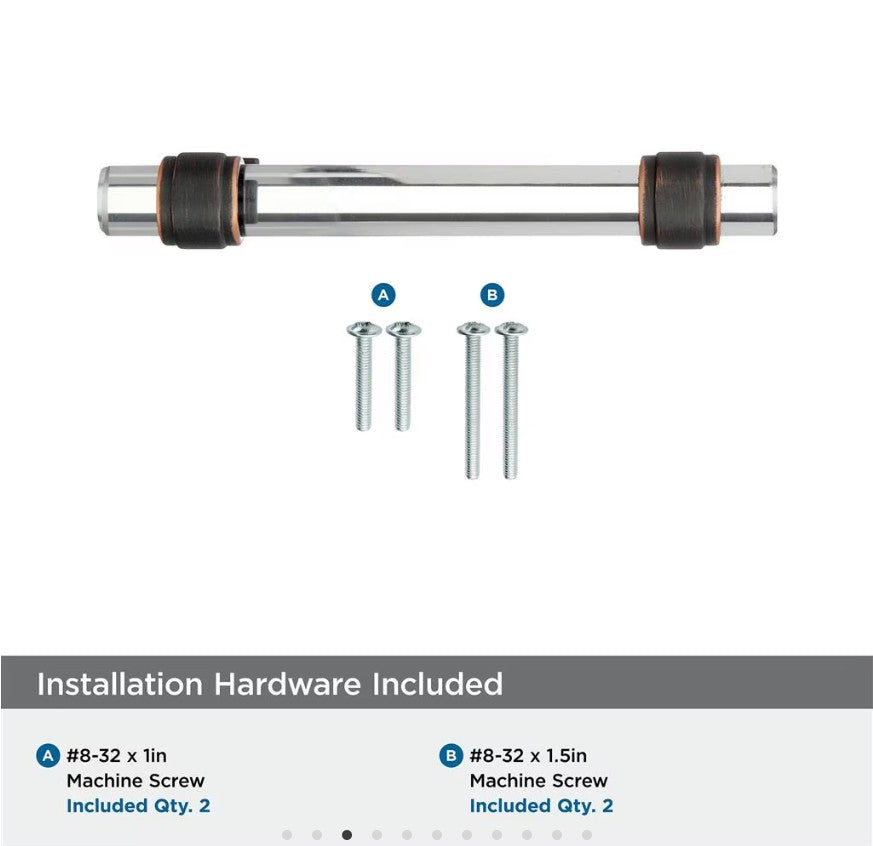AMEROCK Glacio Glass Handle Cabinet Pull in Clear and Oil Rubbed Bronze (+5 Sizes)