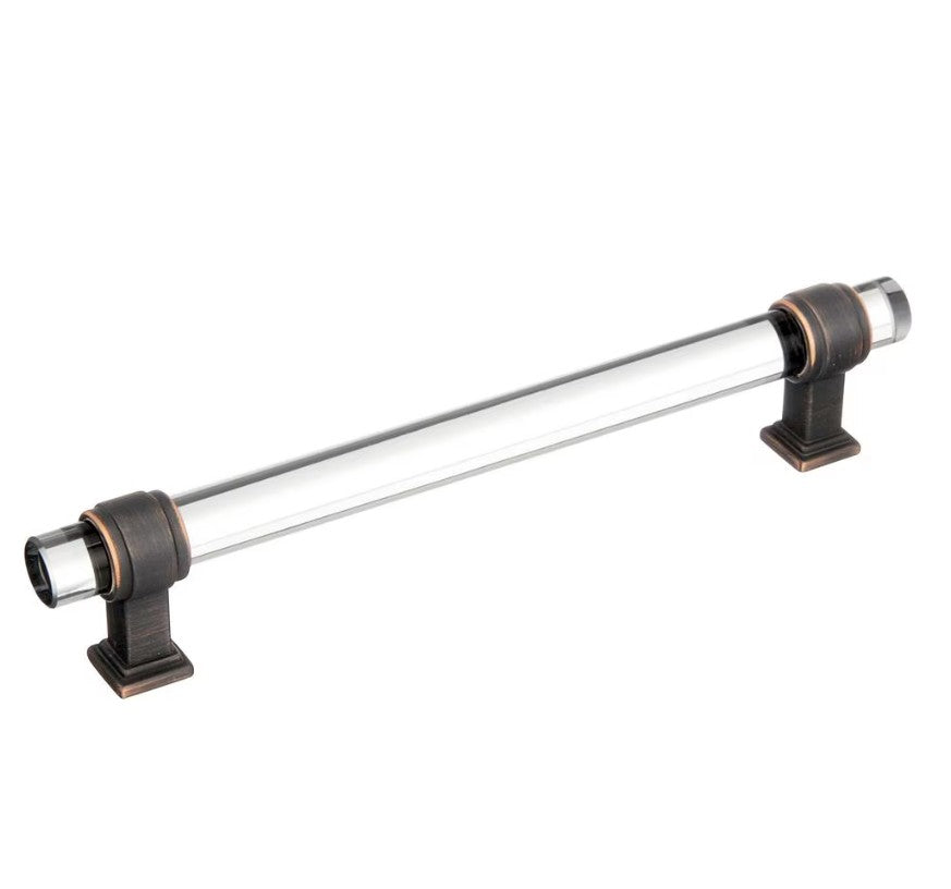 AMEROCK Glacio Glass Handle Cabinet Pull in Clear and Oil Rubbed Bronze (+5 Sizes)