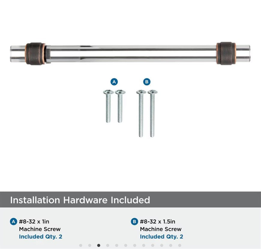 AMEROCK Glacio Glass Handle Cabinet Pull in Clear and Oil Rubbed Bronze (+5 Sizes)
