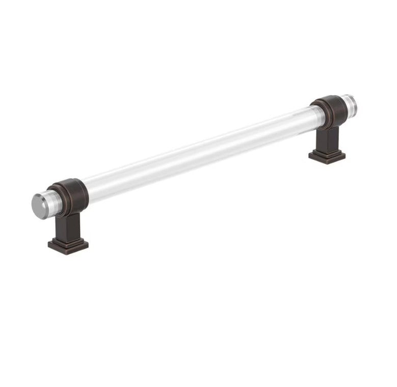 AMEROCK Glacio Glass Handle Cabinet Pull in Clear and Oil Rubbed Bronze (+5 Sizes)