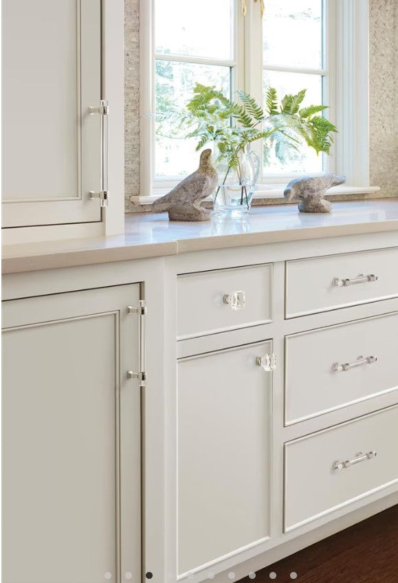 AMEROCK Glacio Glass Handle Cabinet Pull in Clear and Polished Nickel (+5 Sizes)