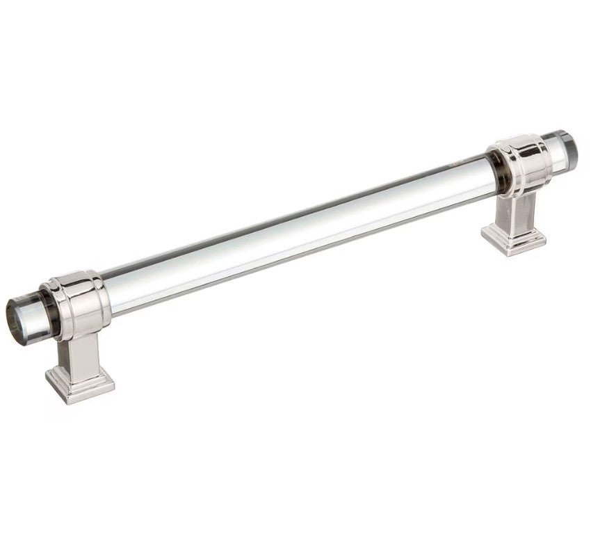 AMEROCK Glacio Glass Handle Cabinet Pull in Clear and Polished Nickel (+5 Sizes)