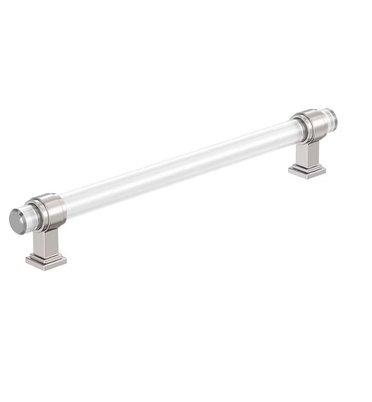 AMEROCK Glacio Glass Handle Cabinet Pull in Clear and Polished Nickel (+5 Sizes)