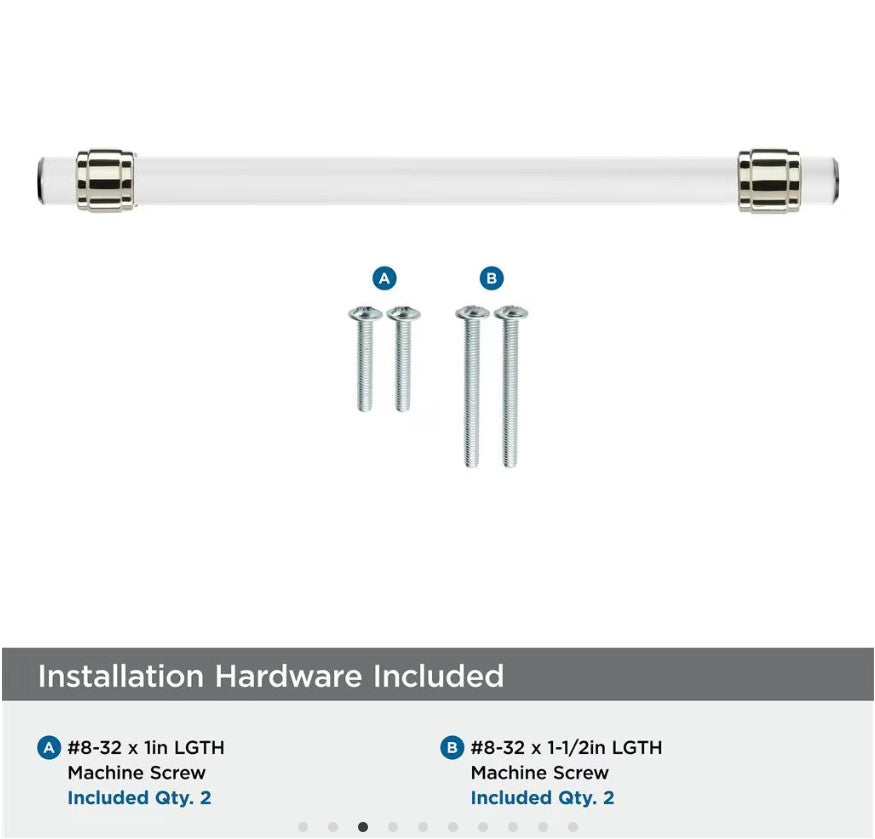 AMEROCK Glacio Glass Handle Cabinet Pull in Clear and Polished Nickel (+5 Sizes)