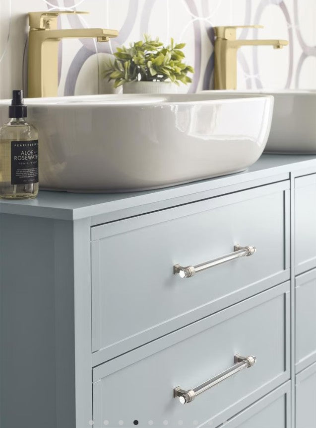 AMEROCK Glacio Glass Handle Cabinet Pull in Clear and Polished Nickel (+5 Sizes)