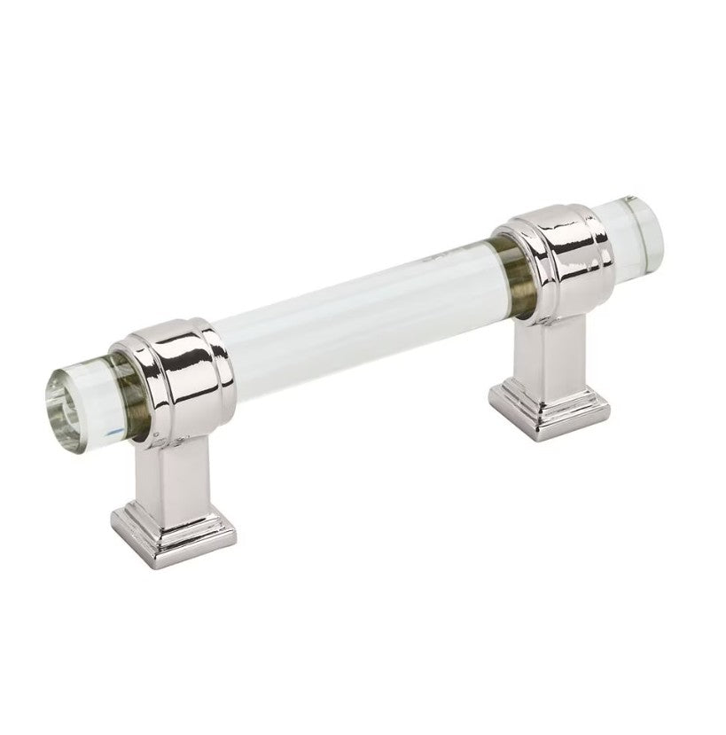 AMEROCK Glacio Glass Handle Cabinet Pull in Clear and Polished Nickel (+5 Sizes)