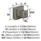 AMEROCK Blackrock Square Cabinet Knob in Polished Nickel (+2 Sizes)