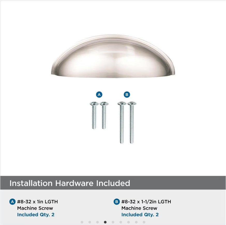 AMEROCK Ravino 3" Centers Cup Pull in Satin Nickel