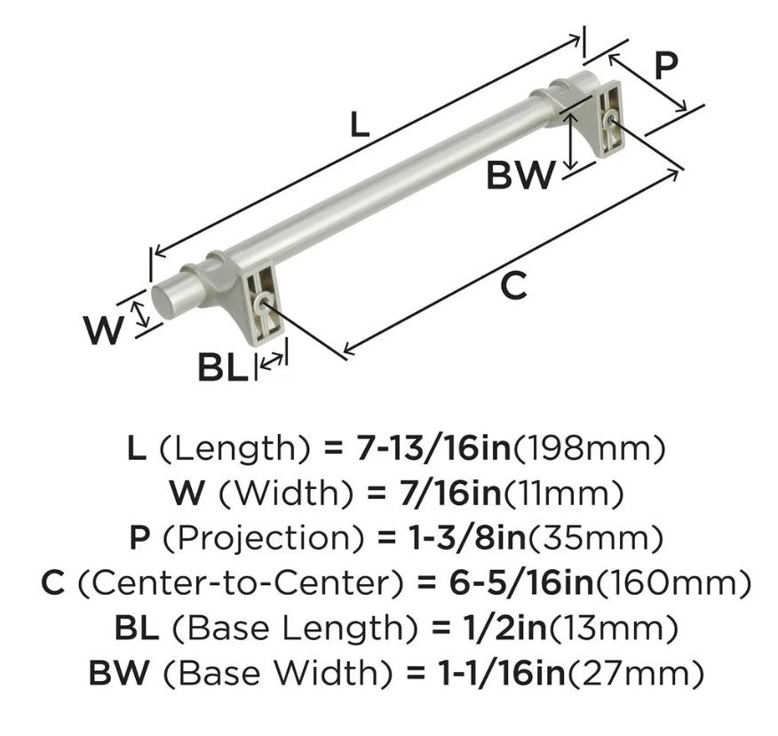 AMEROCK Davenport Handle Pull in Satin Nickel (+8 Sizes)