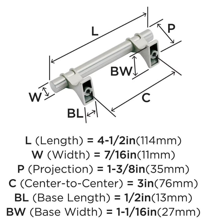 AMEROCK Davenport Handle Pull in Satin Nickel (+8 Sizes)