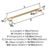 AMEROCK Versa Handle Cabinet Pull in Champagne Bronze 256mm BP55533CZ Specs