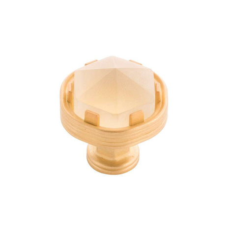 BELWITH KEELER Chrysalis 1-3/16" Diameter Frosted Glass Cabinet Knob in Brushed Golden Brass B076304GF-BGB