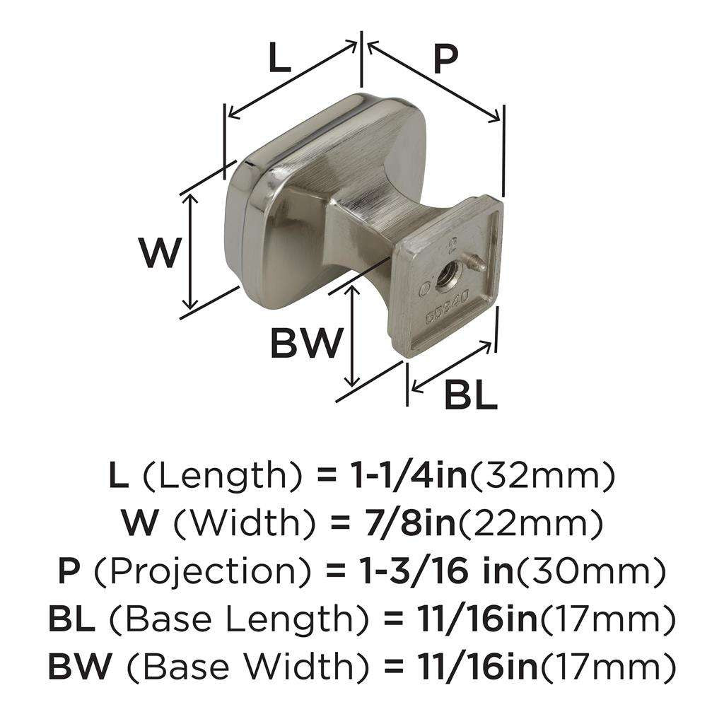 AMEROCK Revitalize 1-1/4" Length Cabinet Knob in Polished Nickel BP55340PN