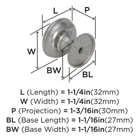 AMEROCK Revitalize 1-1/4" Diameter Cabinet Knob in Polished Nickel BP55342PN Specs