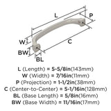 1264-C AMEROCK Revitalize 5-1/16" Center to Center Handle Cabinet Pull - Polished Nickel BP55346PN Specs