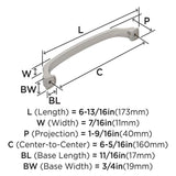 1264-D AMEROCK Revitalize 6-5/16" Center to Center Handle Cabinet Pull - Polished Nickel BP55347PN Specs