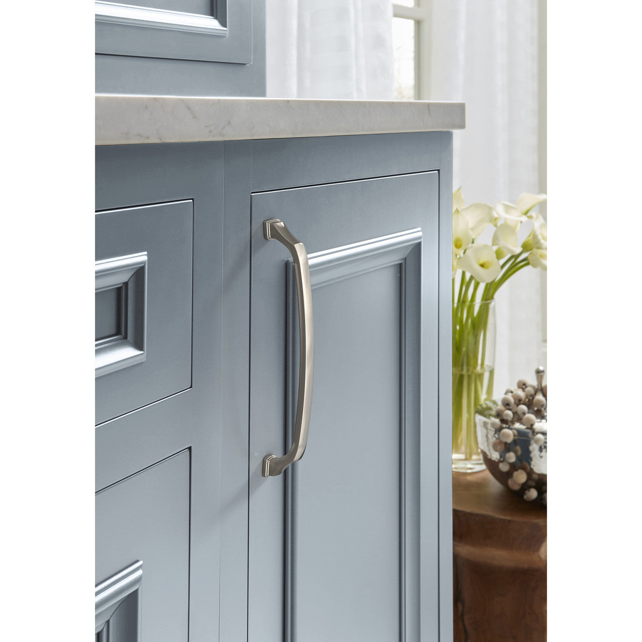 1264-E AMEROCK Revitalize 8" Center to Center Handle Cabinet Pull - Polished Nickel BP55351PN on Cabinet