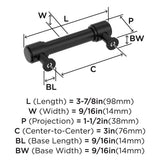 AMEROCK Faircrest Wrapped Bar Handle Pulls in Matte Black (+8 Sizes)