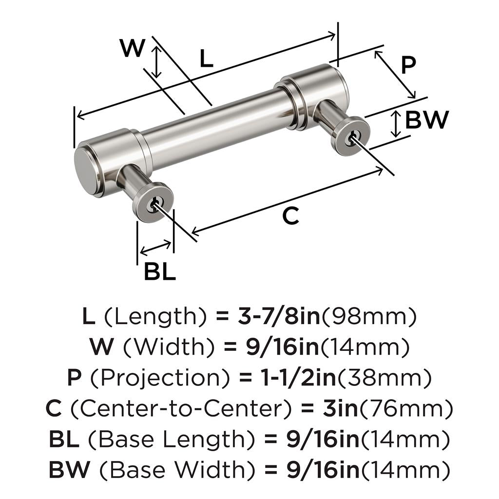 AMEROCK Faircrest Wrapped Bar Handle Pulls in Polished Nickel (+8 Sizes)