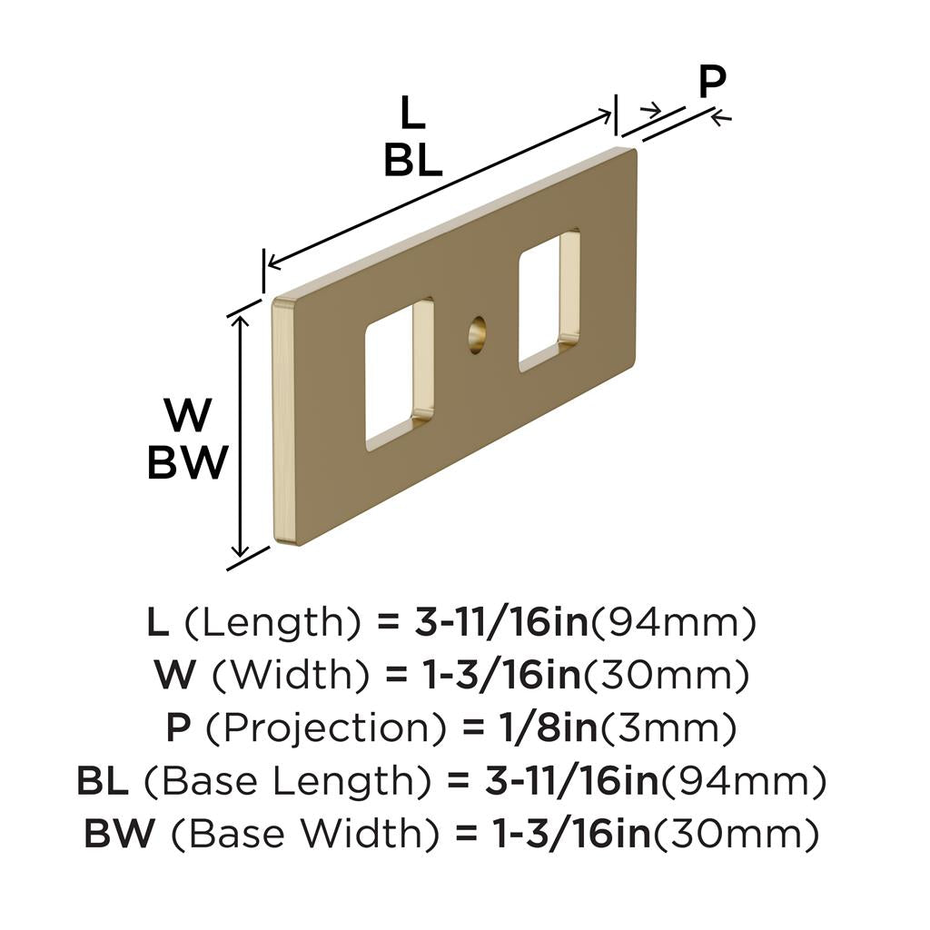 AMEROCK Medora 3-11/16" Rectangle Cabinet Knob Backplate in Golden Champagne