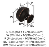 AMEROCK Kane Round Cabinet Knob in Oil Rubbed Bronze (+2 Sizes)