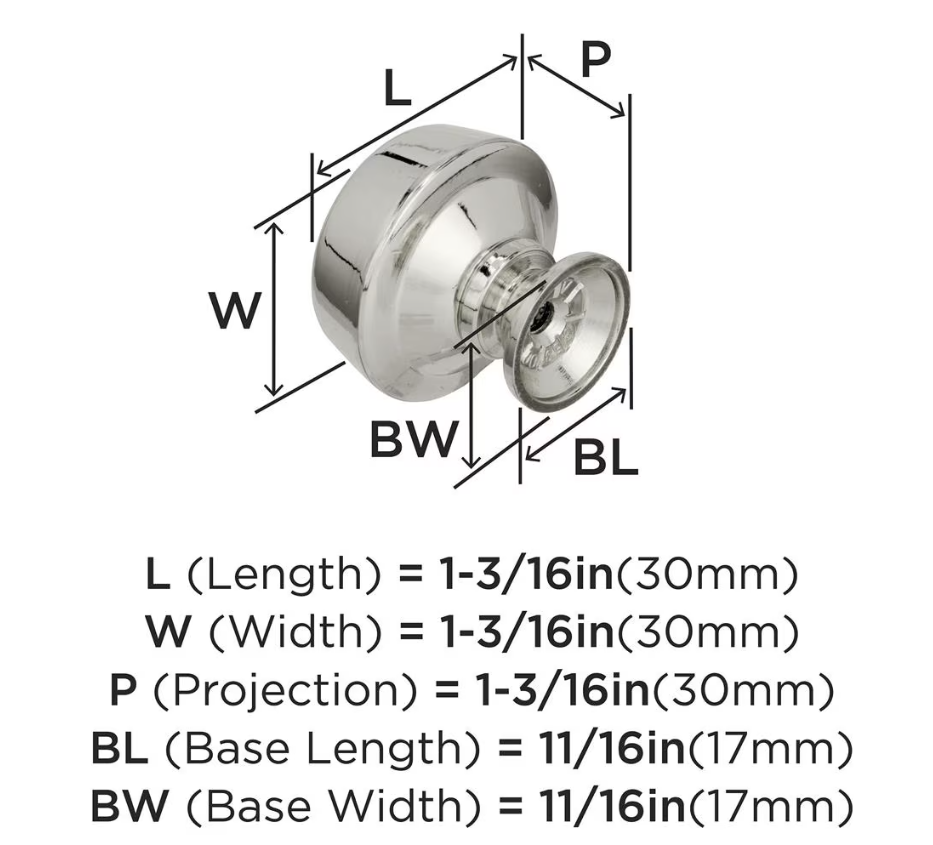 AMEROCK Kane Round Cabinet Knob in Polished Nickel (+2 Sizes)