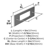 AMEROCK Medora Rectangle Cabinet Handle Backplate in Polished Chrome (+8 Sizes)