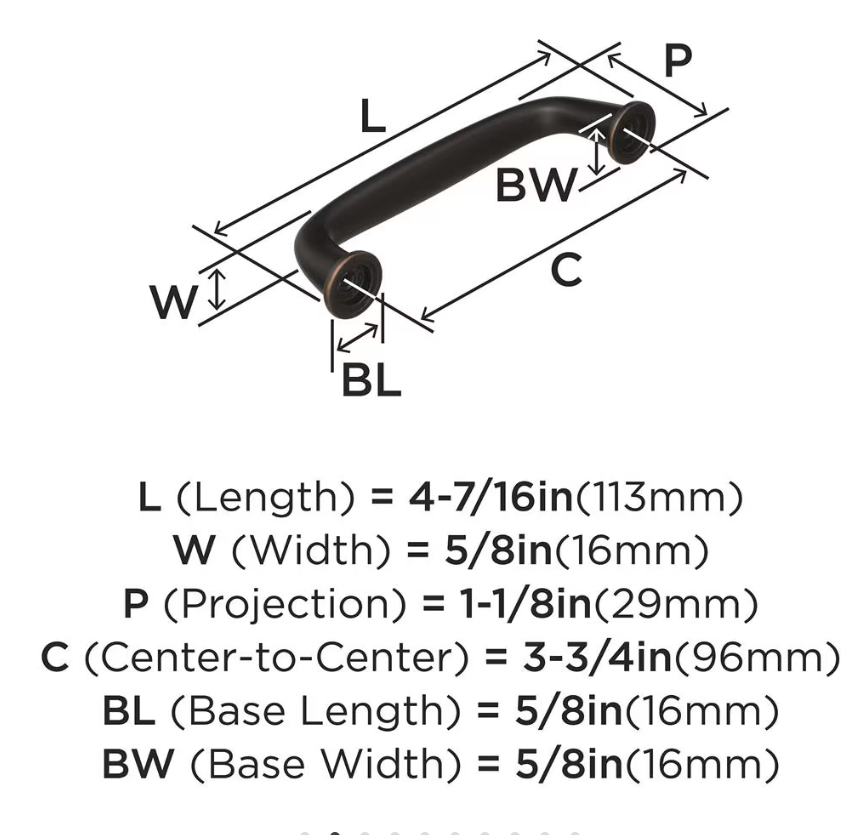 AMEROCK Kane Handle Pulls in Oil Rubbed Bronze (+8 Sizes)