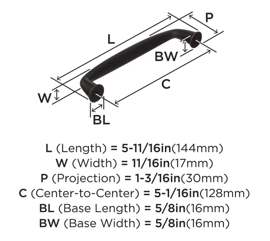AMEROCK Kane Handle Pulls in Oil Rubbed Bronze (+8 Sizes)
