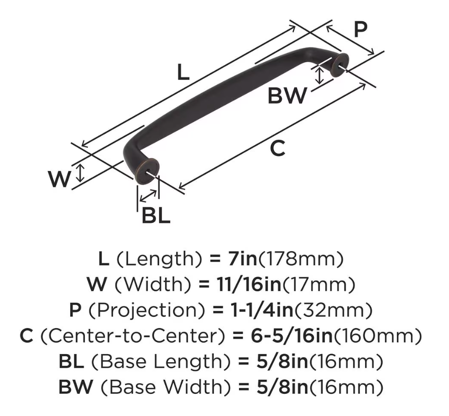 AMEROCK Kane Handle Pulls in Oil Rubbed Bronze (+8 Sizes)
