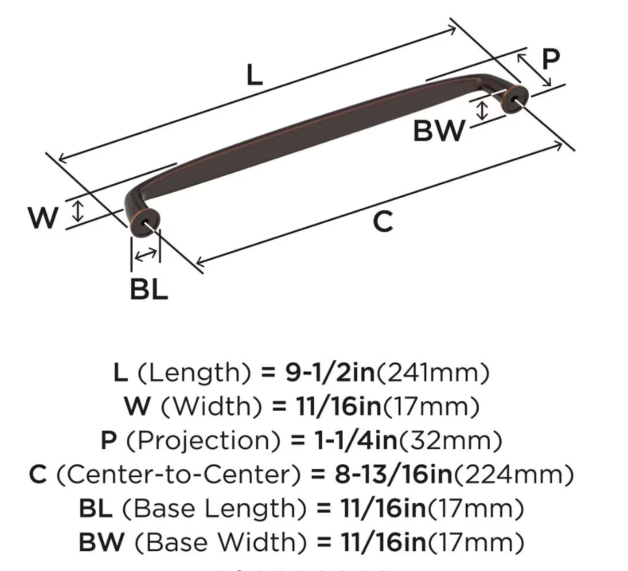 AMEROCK Kane Handle Pulls in Oil Rubbed Bronze (+8 Sizes)