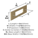 AMEROCK Medora Rectangle Cabinet Handle Backplate in Golden Champagne (+8 Sizes)