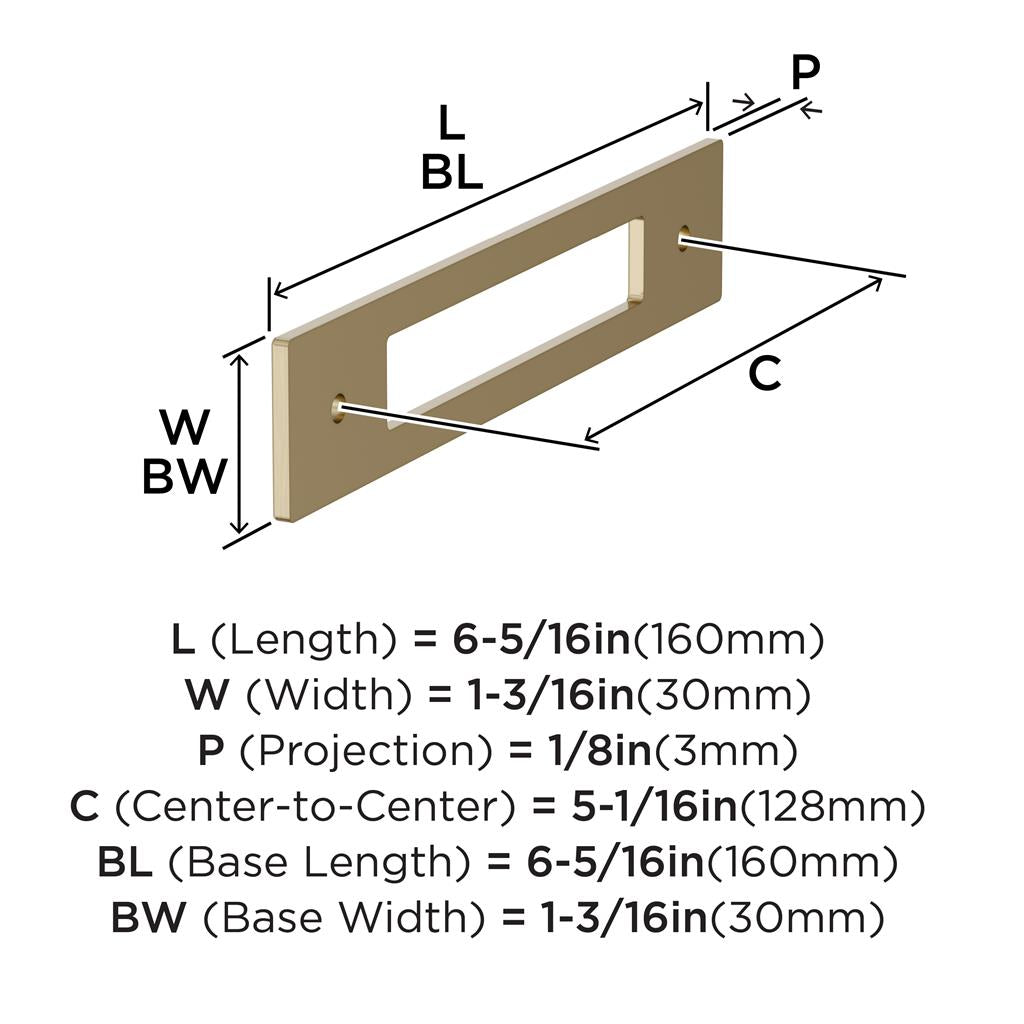 AMEROCK Medora Rectangle Cabinet Handle Backplate in Golden Champagne (+8 Sizes)
