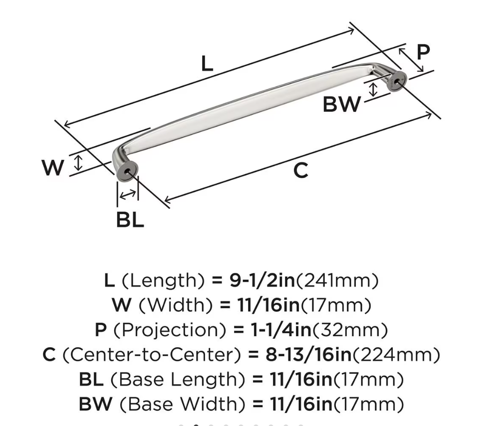 AMEROCK Kane Handle Pulls in Polished Nickel (+8 Sizes)